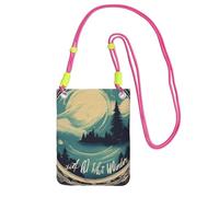 Not All Who Wander Are Lost 1 Borsa a tracolla piccola da donna alla moda, borsa per telefono con tracolla regolabile, per escursioni e viaggi, Fucusia, Taglia unica