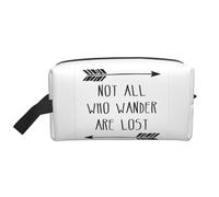 Not All Who Wander are Lost Print Travel Makeup Portable Cosmetic Organizer Pouch Large Bag Capacity Storage Bag