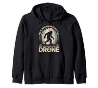 Not All Who Wander Funny Bigfoot Drone Foresta Parodia Sarcasmo Felpa con Cappuccio