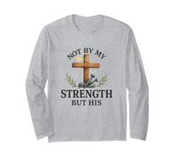 Not By My Strength But His Christian Cross Watercolor Maglia a Manica