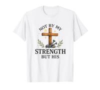 Not By My Strength But His Christian Cross Watercolor Maglietta