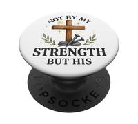 Not By My Strength But His Christian Cross Watercolor PopSockets PopGrip Adesivo
