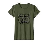 Not Dead Just Emo Elder, Musica Gotica, Nostalgia Maglietta, Donna, Oliva, M