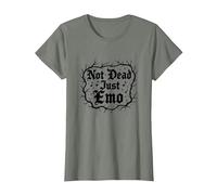 Not Dead Just Emo Elder, Musica Gotica, Nostalgia Maglietta, Donna, Verde Militare mélange, M