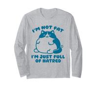 Not Fat Full Hatred Cat Maglia a Manica