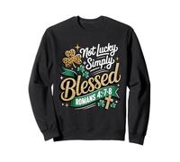 Not Lucky Simply Blessed Romans 4:7-8 Christian Clover Faith Felpa