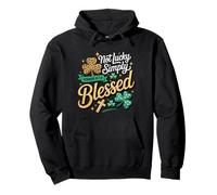 Not Lucky Simply Blessed Romans 4:7-8 Christian Clover Faith Felpa con Cappuccio