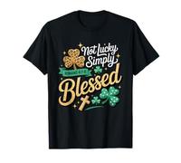 Not Lucky Simply Blessed Romans 4:7-8 Christian Clover Faith Maglietta