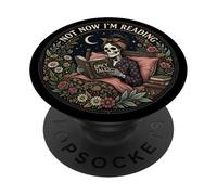 Not Now I'm Reading Book Goth Skeleton Horror Bookish Gothic PopSockets PopGrip Adesivo