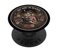 Not Now I'm Reading Book Goth Skeleton Horror Bookish Gothic PopSockets PopGrip Adesivo