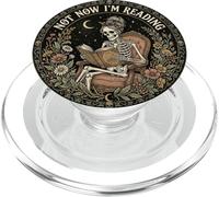 Not Now I'm Reading Book Goth Skeleton Horror Bookish Gothic PopSockets PopGrip per MagSafe
