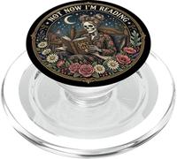 Not Now I'm Reading Book Goth Skeleton Horror Bookish Gothic PopSockets PopGrip per MagSafe