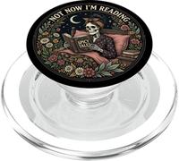 Not Now I'm Reading Book Goth Skeleton Horror Bookish Gothic PopSockets PopGrip per MagSafe