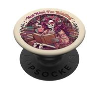 Not Now I'm Reading Book Lover Librarian Skeleton Bookish PopSockets PopGrip Adesivo