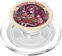 Not Now I'm Reading Book Lover Librarian Skeleton Bookish PopSockets PopGrip per MagSafe