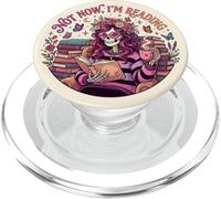 Not Now I'm Reading Book Lover Librarian Skeleton Bookish PopSockets PopGrip per MagSafe