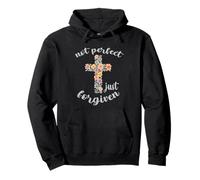 Not Perfect Just Forgiven Christianity Croce fiori pressati Felpa con Cappuccio