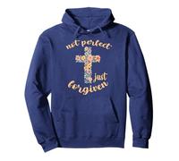 Not Perfect Just Forgiven - Croce floreale ispirata alla fede Felpa con Cappuccio