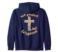 Not Perfect Just Forgiven - Croce floreale ispirata alla fede Felpa con Cappuccio