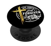 Not Perfect Just Forgiven Croce Flower PopSockets PopGrip Adesivo