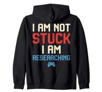 Not Stuck Researching Gamer Humor Funny Gaming Felpa con Cappuccio