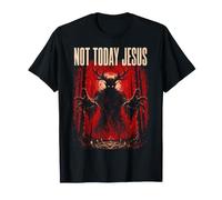 Not Today Gesù Demone Horror Divertente Halloween Maglietta