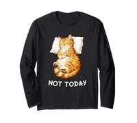 Not Today Lazy Sleeping Orange Cat Meme Funny Morning Mood Maglia a Manica