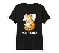 Not Today Lazy Sleeping Orange Cat Meme Funny Morning Mood Maglietta Premium