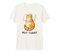 Not Today Lazy Sleeping Orange Cat Meme Funny Morning Mood Maglietta Premium