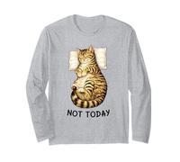 Not Today Lazy Sleeping Tabby Cat Meme Funny Morning Mood Maglia a Manica