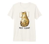 Not Today Lazy Sleeping Tabby Cat Meme Funny Morning Mood Maglietta Premium
