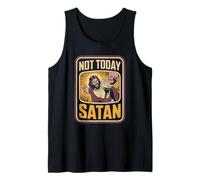 Not Today Satan Funny Jesus Christian Retro Canotta