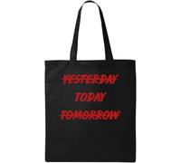 Not Yesterday Not Tomorrow Do It Today Borsa Tote in Cotone Ecologico Naturale Nero, Nero , Taglia unica