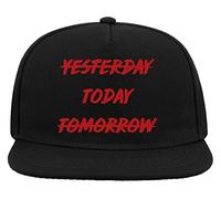 Not Yesterday Not Tomorrow Do It Today Cappello da Baseball con Visiera Piatta Snapback a 5 Pannelli Nero