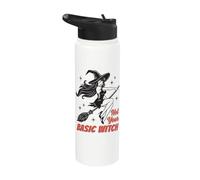 Not Your Basic Witch Retro Pin Up Witch Broomstick Halloween Stainless Steel Insulated Water Bottle