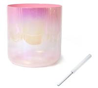 Nota Ciotola di cristallo per il canto, 6 pollici, for meditazione yoga e guarigione sonora con percussore acrilico gratuito e anello di tenuta, rosa pesca sfumato(B note)