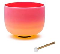 Nota Ciotola di cristallo per il canto, Chakra dell'ombelico da 10 pollici rosso-giallo sfumato satinato for meditazione yoga, ciotola sonora di cristallo arcobaleno D Note(Bowl)