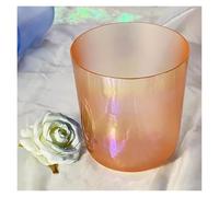 Nota Ciotola di cristallo per il canto, Ciotola sonora di luce cosmica arancione da 432 Hz for meditazione yoga, con percussore acrilico e anello di tenuta gratuiti, ciotola for chakra in quarzo color