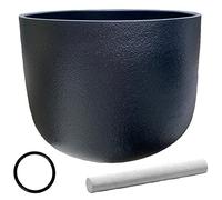 Nota Ciotola di cristallo per il canto, Nero, strumento di guarigione sonora a 440 Hz, ciotola da bagno for terapia di meditazione, bastoncino in pelle scamosciata + O-ring