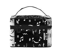 Nota musicale bianca e nera, borsa da viaggio per il trucco da donna, grande organizer per cosmetici