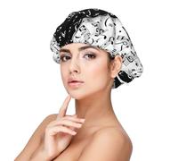 Nota musicale bianca e nera,Cuffia da notte in raso per adulti - Cuffia da notte elastica per donna, copricapelli per la notte