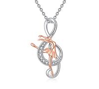 Nota Musicale Collana di Balletto Regali di Ginnastica Ciondolo Musicale in Argento Sterling 925 Gioielli Sportivi per Ballerine Amanti della Musica (A-Collana di balletto con note musicali)