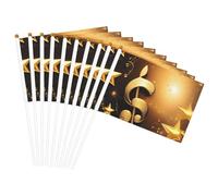 Nota musicale dorata con stampa a stella lucida caduta, bandiere portatili versatili per feste, parate, celebrazioni, vacanze, matrimoni, decorazione per la casa