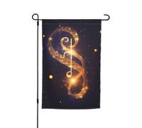 Nota musicale dorata con stella cadente splendente Bandiera da giardino per giardino Bandiere da giardino primaverile Bandiera da giardino per il giorno di San Patrizio Decorazioni per esterni 12 poll