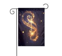 Nota musicale dorata con stella caduta e splendente, bandiera da giardino di Pasqua, bandiere da giardino primaverili, bandiera da giardino per il giorno di San Patrizio, decorazioni per esterni, 30,5