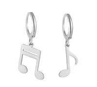 Nota musicale Orecchini a cerchio Treble Clef Dangle Orecchini a goccia Gioielli a tema musicale Regali di apprezzamento per l'insegnante amante della musica (Nota asimmetrica argento 3)