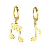Nota musicale Orecchini a cerchio Treble Clef Dangle Orecchini a goccia Gioielli a tema musicale Regali di apprezzamento per l'insegnante amante della musica (Nota asimmetrica oro 3)