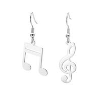 Nota musicale Orecchini a cerchio Treble Clef Dangle Orecchini a goccia Gioielli a tema musicale Regali di apprezzamento per l'insegnante amante della musica (chiave di violino argento 2)