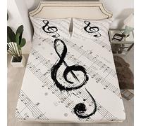 Nota musicale Set Lenzuola Ragazzi Ragazze Musica Lenzuolo con angoli per Bambini Donne Uomini Ultra Morbido Retrò Strumenti Set Biancheria Da Letto Farmhouse Bed Cover Singolo