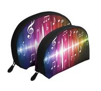 Nota musicale stampata, Borsa per trucco a conchiglia Portamonete da donna Borsa da toilette piccola Borsa per cosmetici 2 pezzi